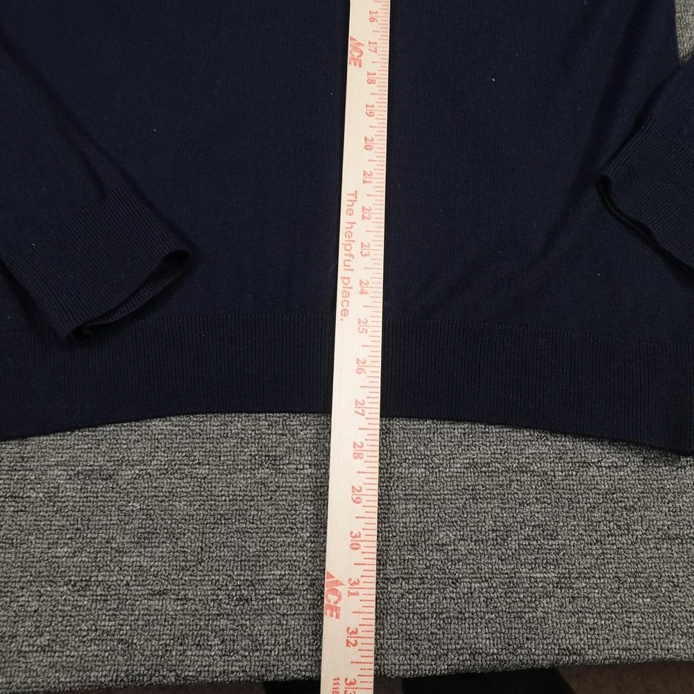 Banana Republic Sweater Mens Large Blue Merino Wool Quarter Zip Mock Neck Knit‎